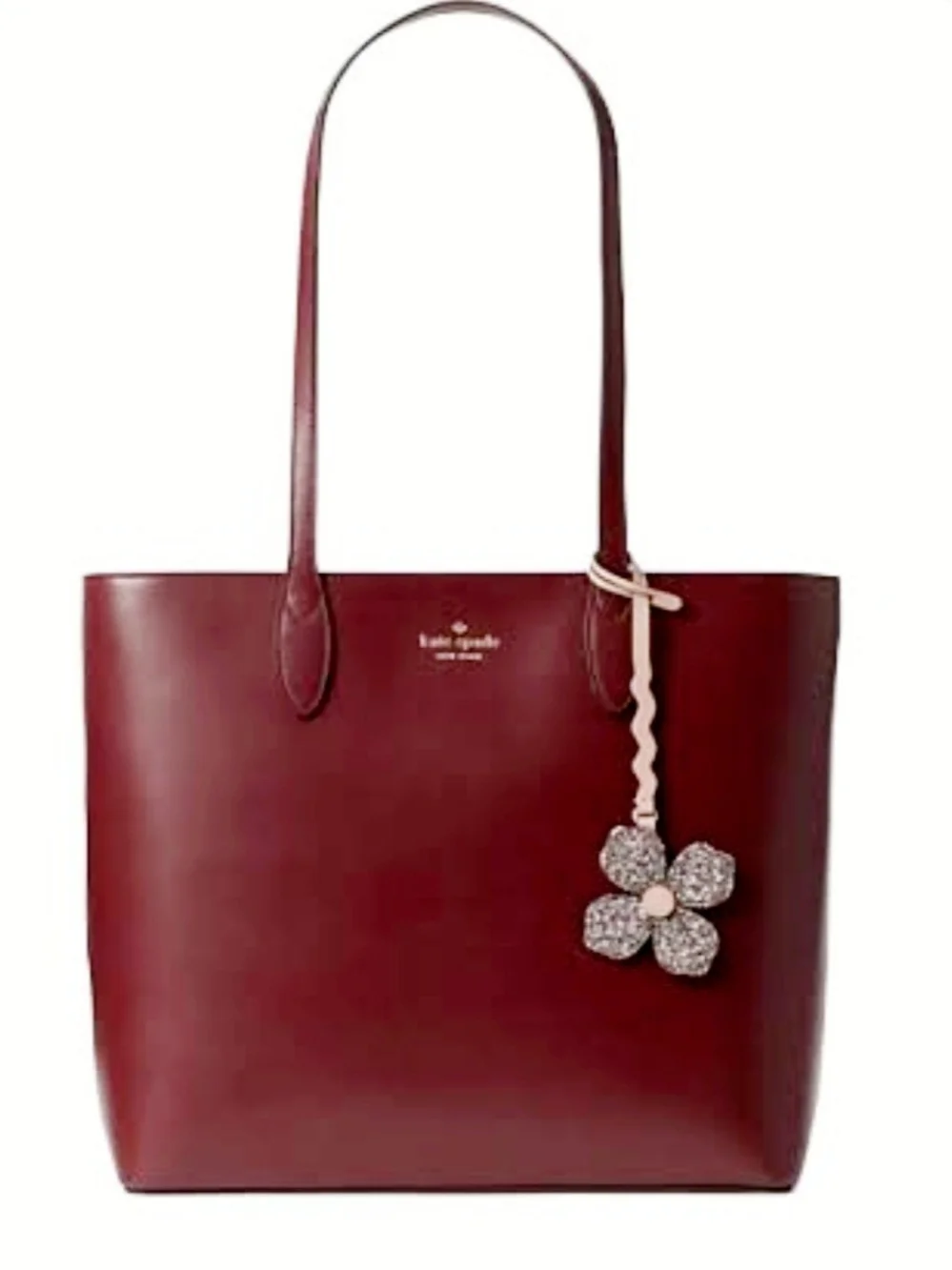 SOLD!!!Kate Spade Terri Tote Maroon Leather Floral Charm Tote